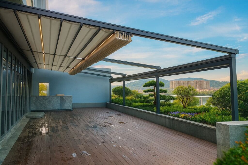 Aluminum pergola installation in Dubai by Modern Shade